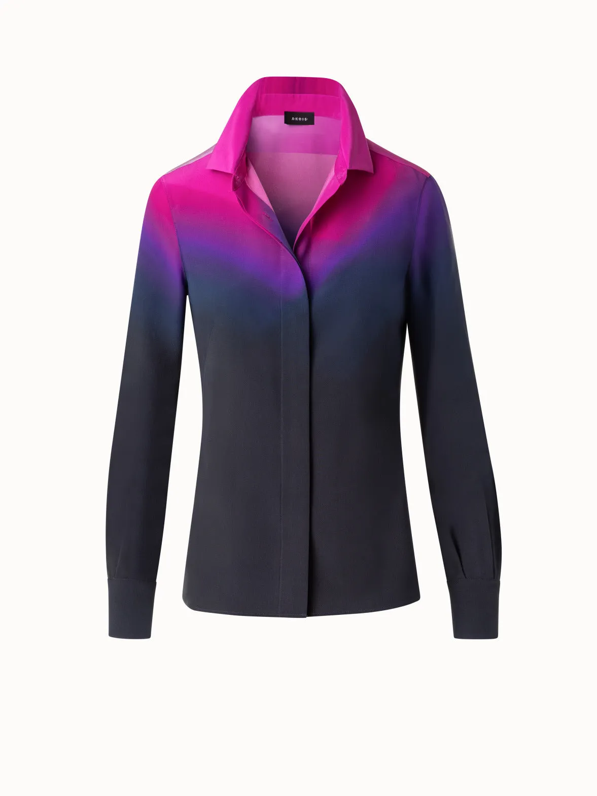 Silk Crêpe Blouse with Alta Magenta Print Akris