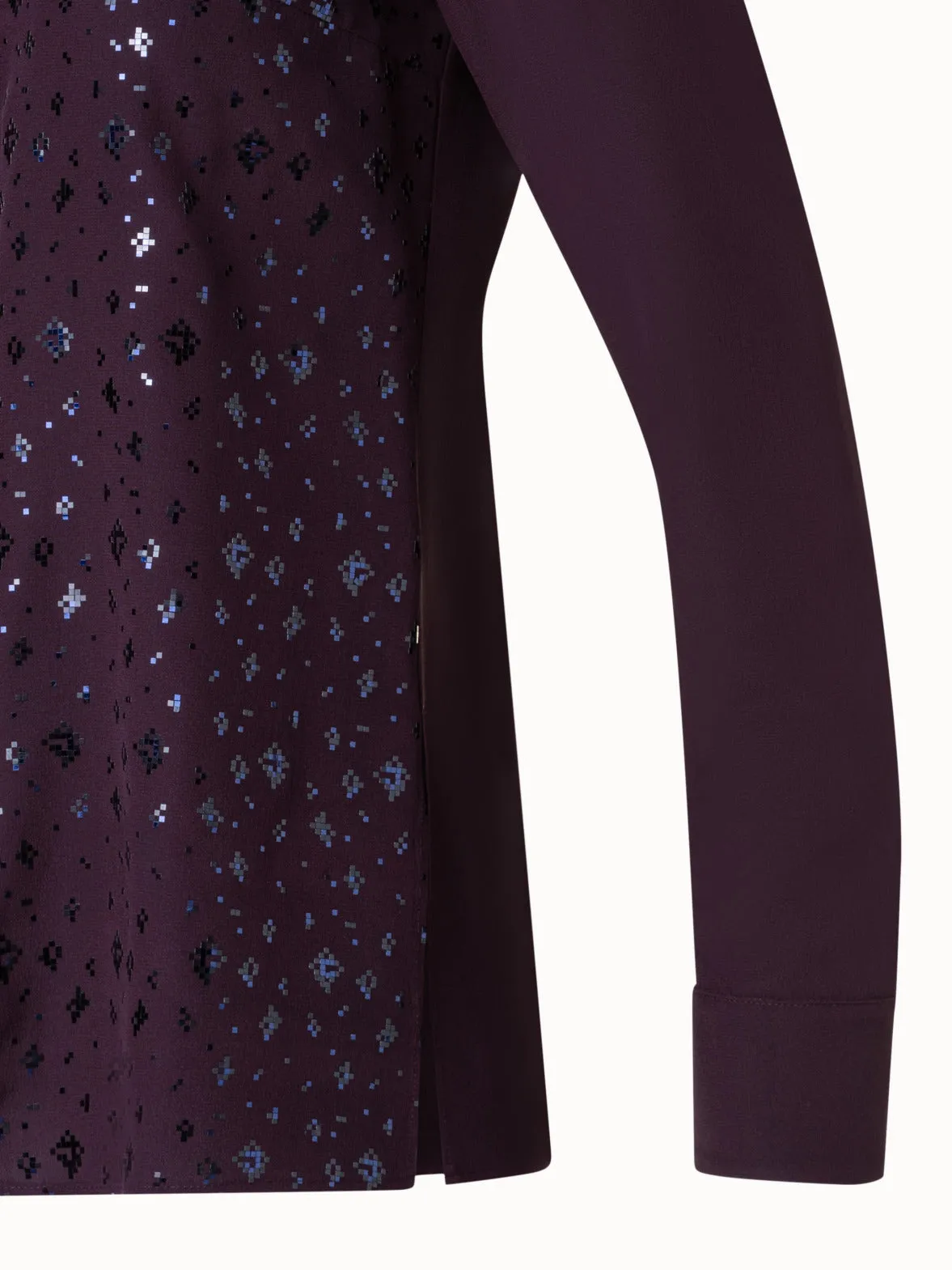 Silk Crêpe Blouse with Pixel Foil Embellishment Akris