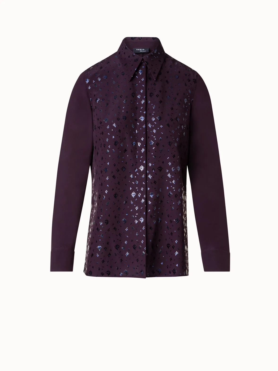 Silk Crêpe Blouse with Pixel Foil Embellishment Akris