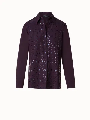 Silk Crêpe Blouse with Pixel Foil Embellishment Akris