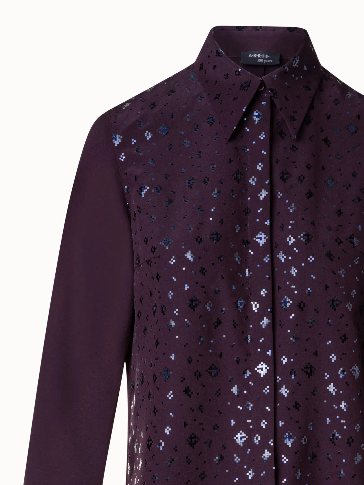 Silk Crêpe Blouse with Pixel Foil Embellishment Akris