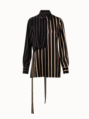 Silk Crêpe Tunic with Screen Stripes Print Akris
