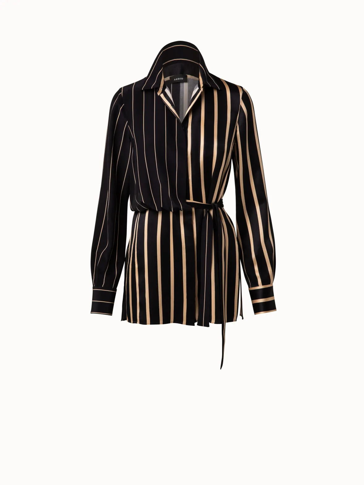 Silk Crêpe Tunic with Screen Stripes Print Akris