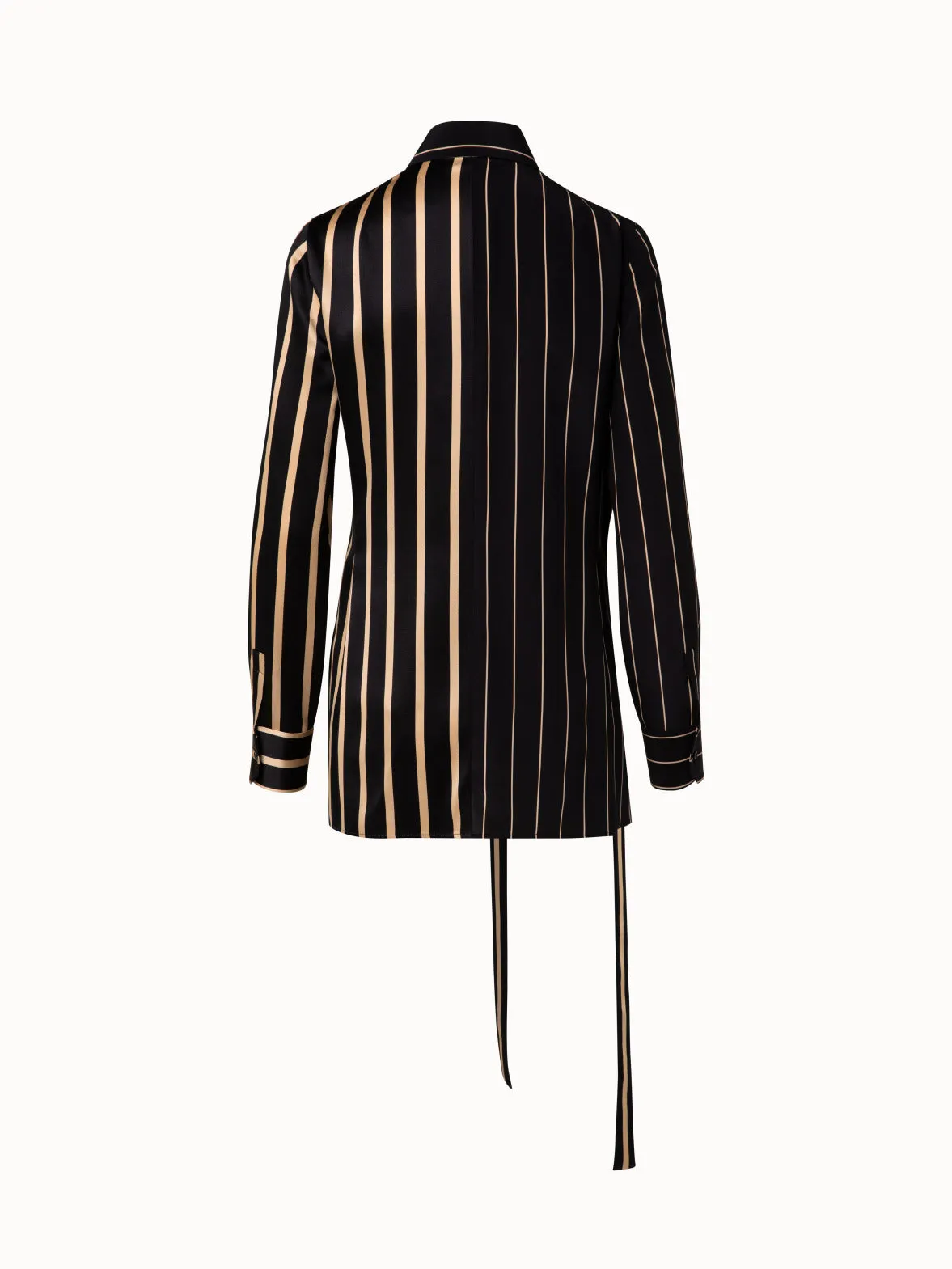 Silk Crêpe Tunic with Screen Stripes Print Akris
