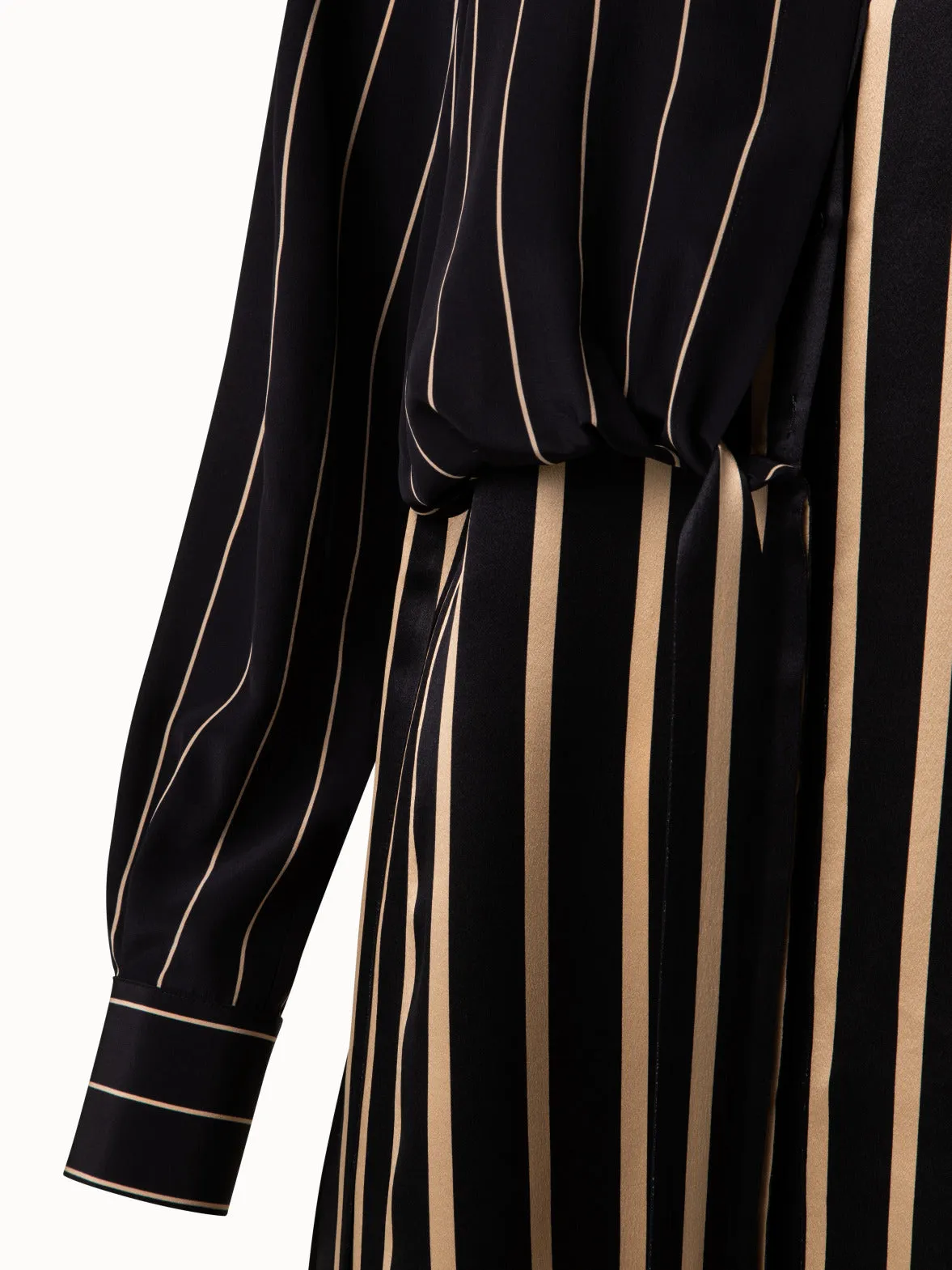 Silk Crêpe Tunic with Screen Stripes Print Akris
