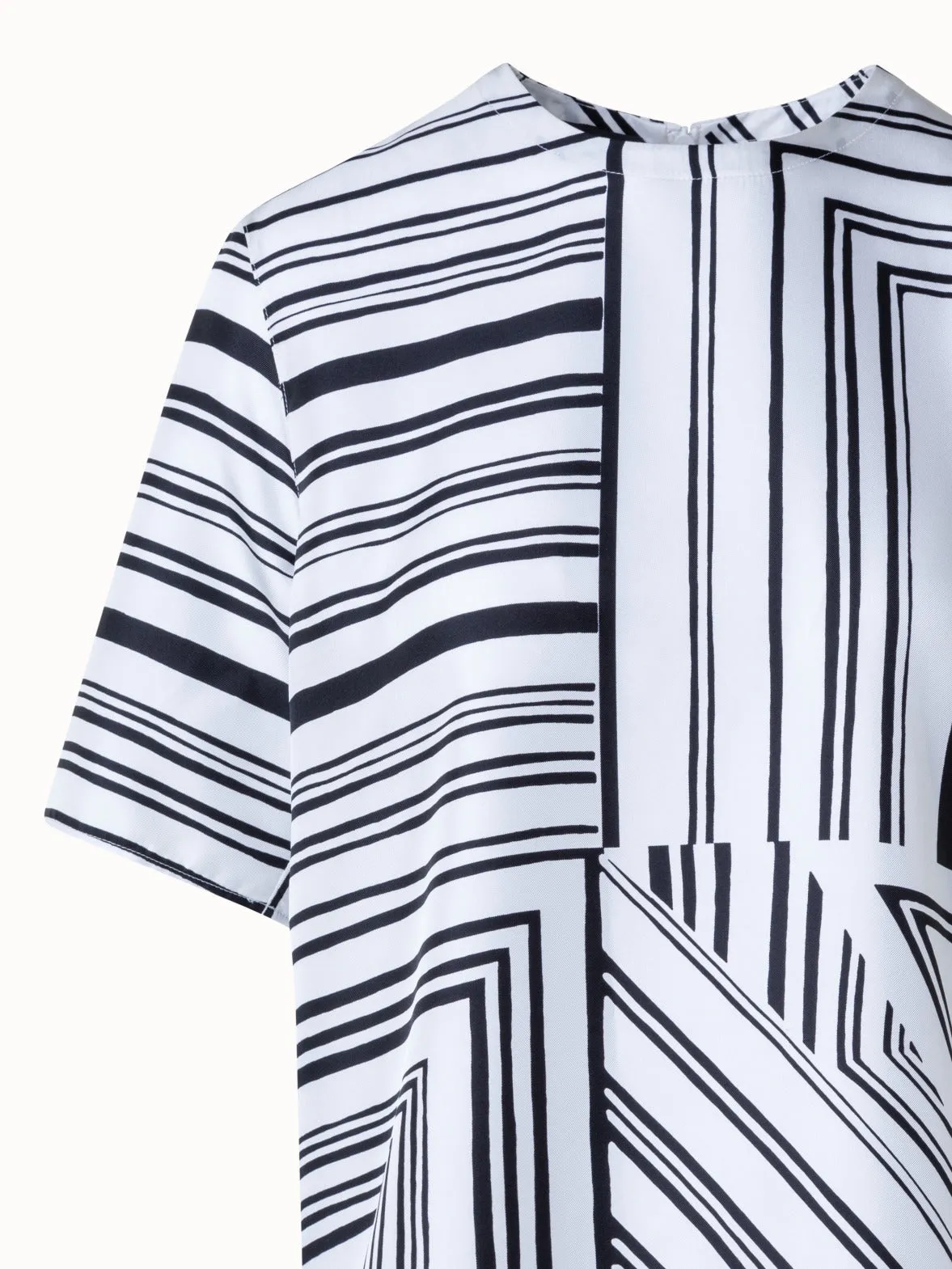 Silk T-Shirt Blouse with Lizzi's Lines Print Akris