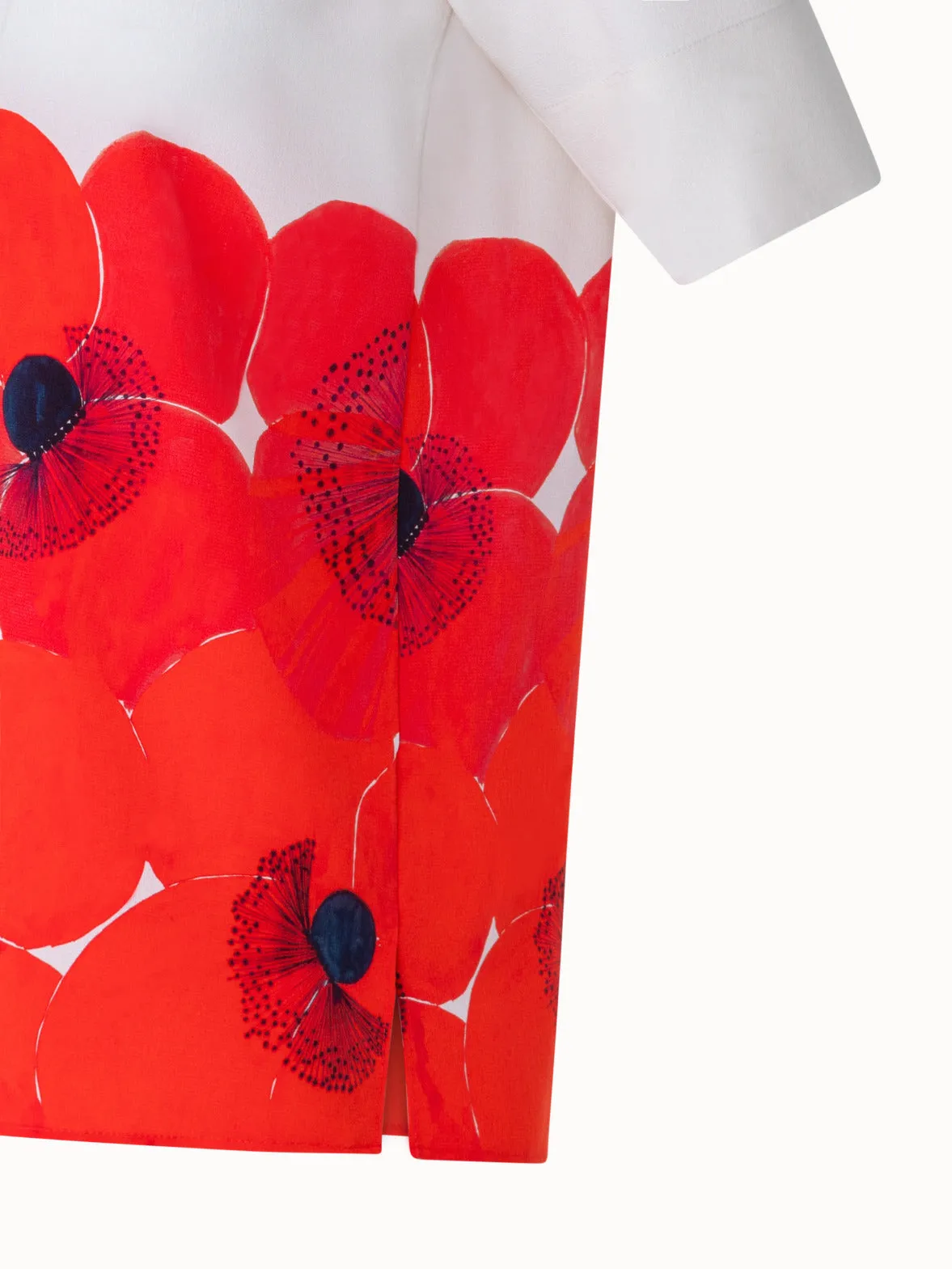 Silk T-Shirt Blouse with Poppy Print Akris