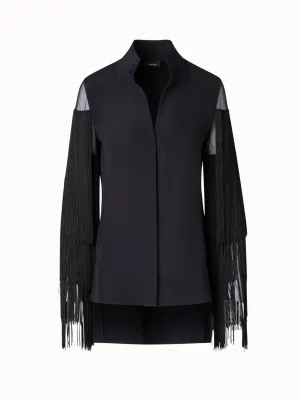 Silk Tunic Blouse with Fringes Sleeves Akris