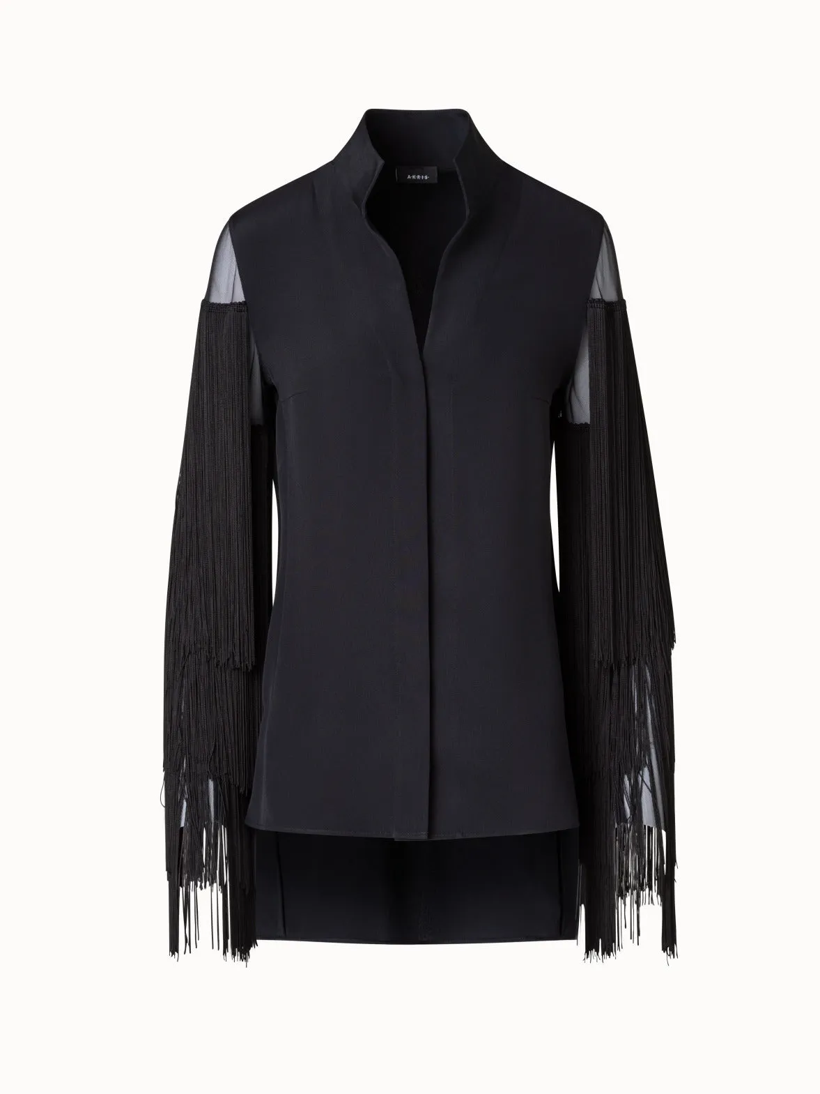 Silk Tunic Blouse with Fringes Sleeves Akris