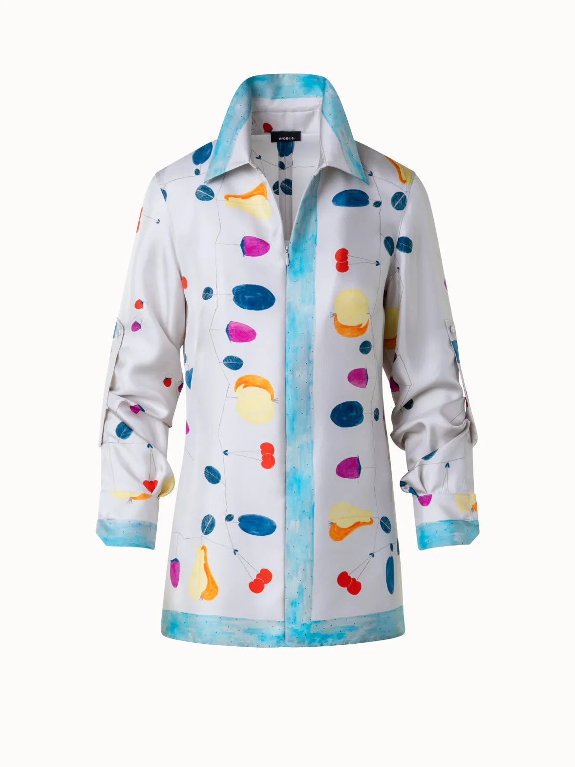 Silk Tunic Blouse with Fruits Print Akris