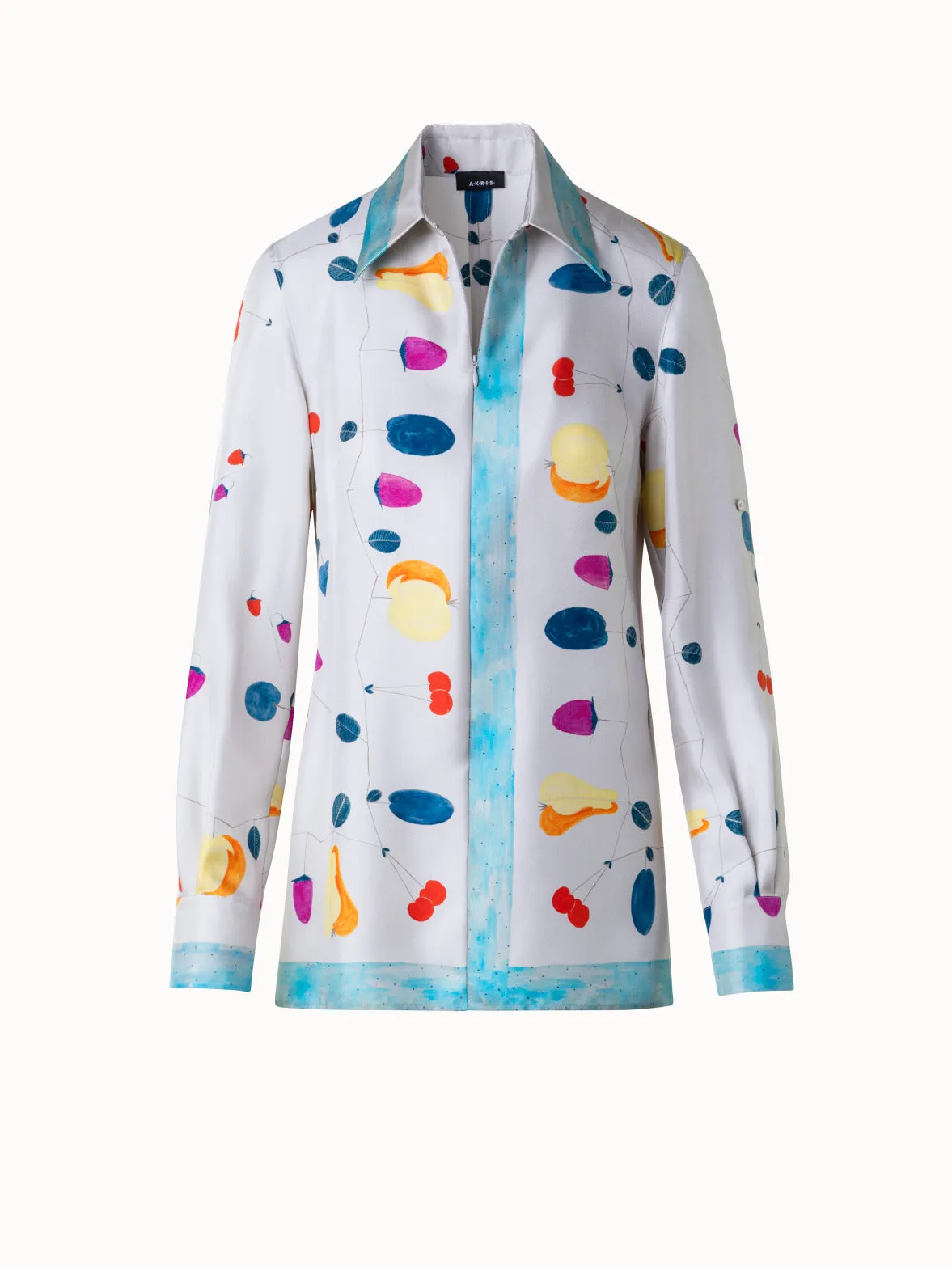 Silk Tunic Blouse with Fruits Print Akris