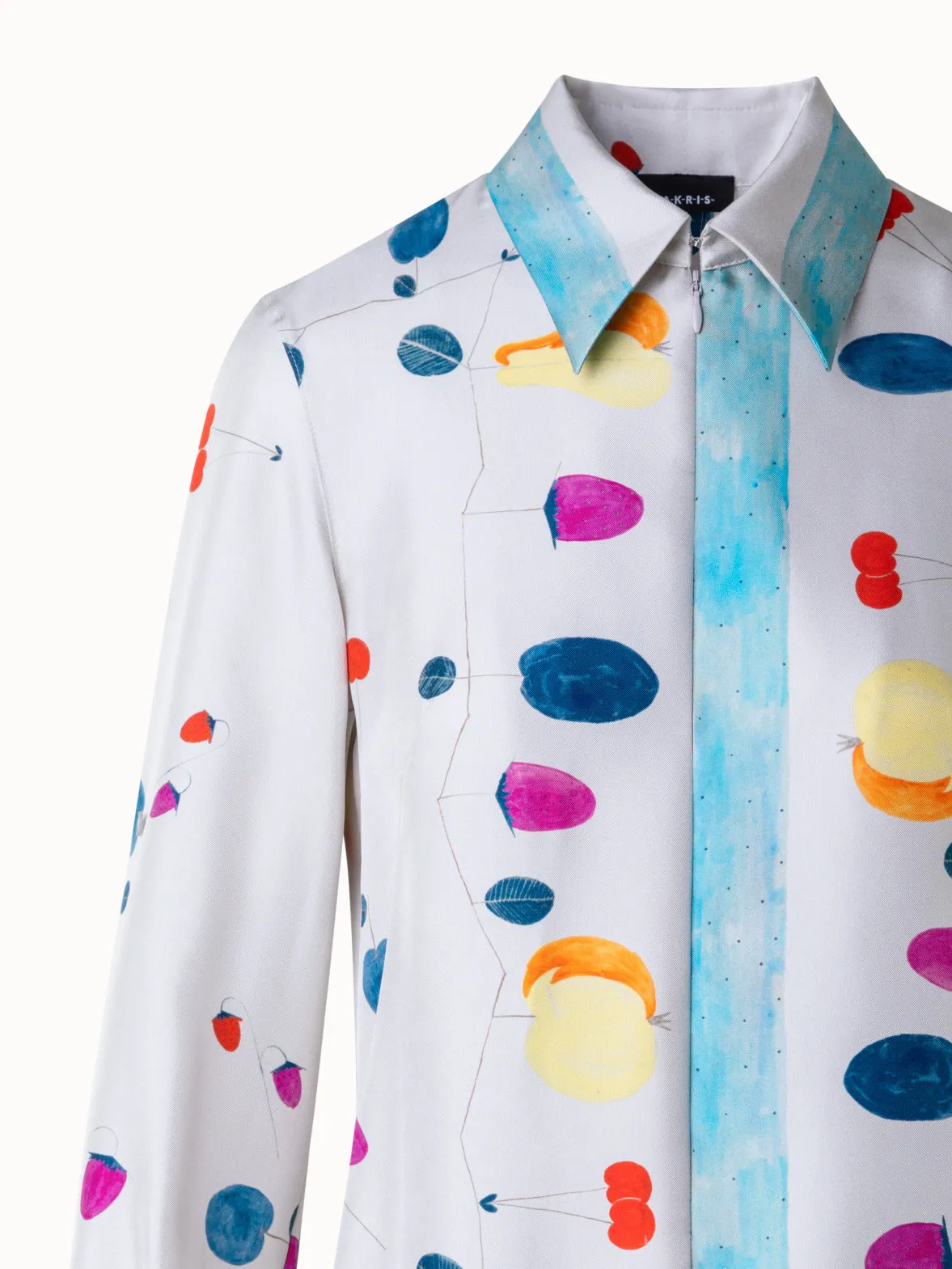 Silk Tunic Blouse with Fruits Print Akris