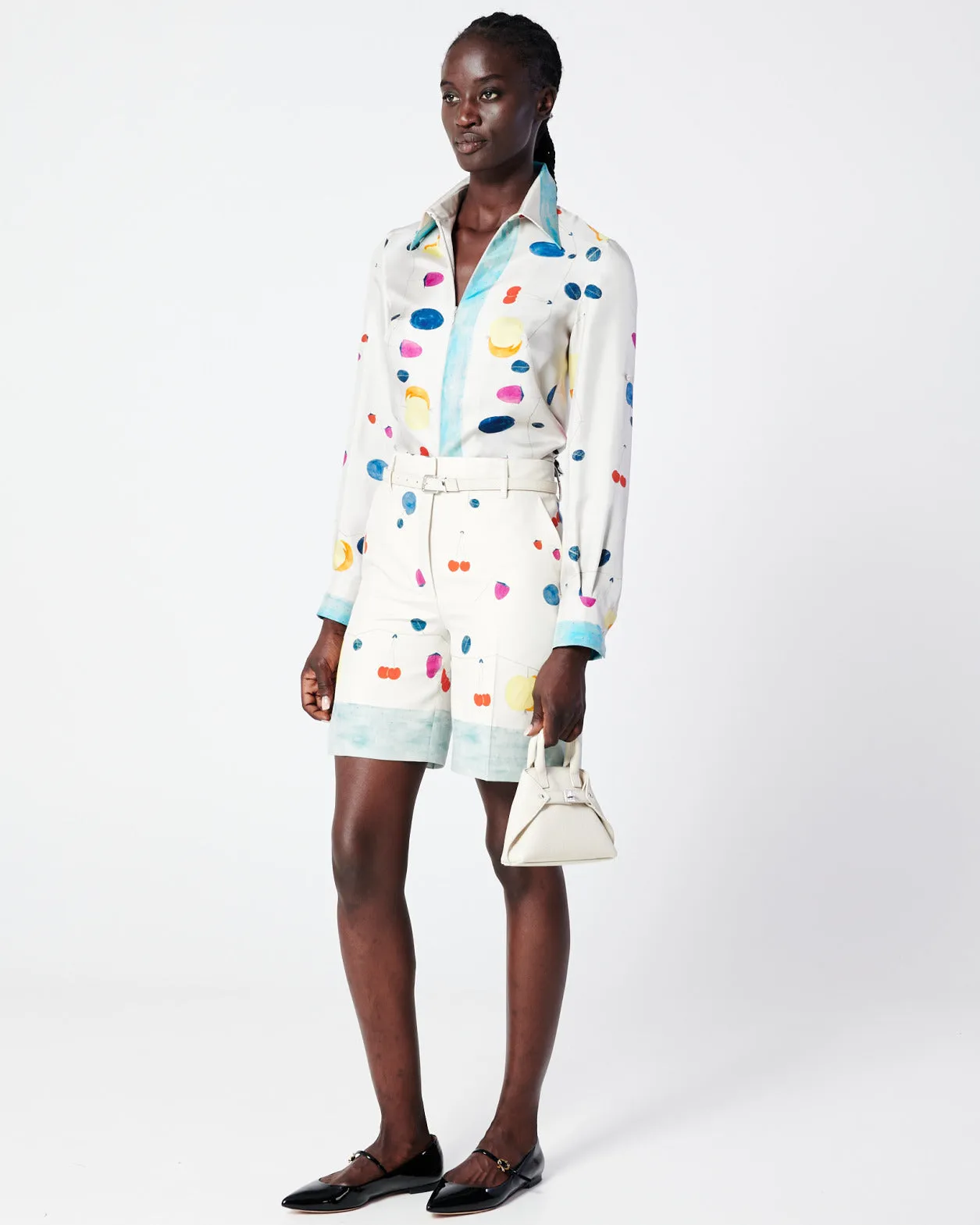 Silk Tunic Blouse with Fruits Print Akris