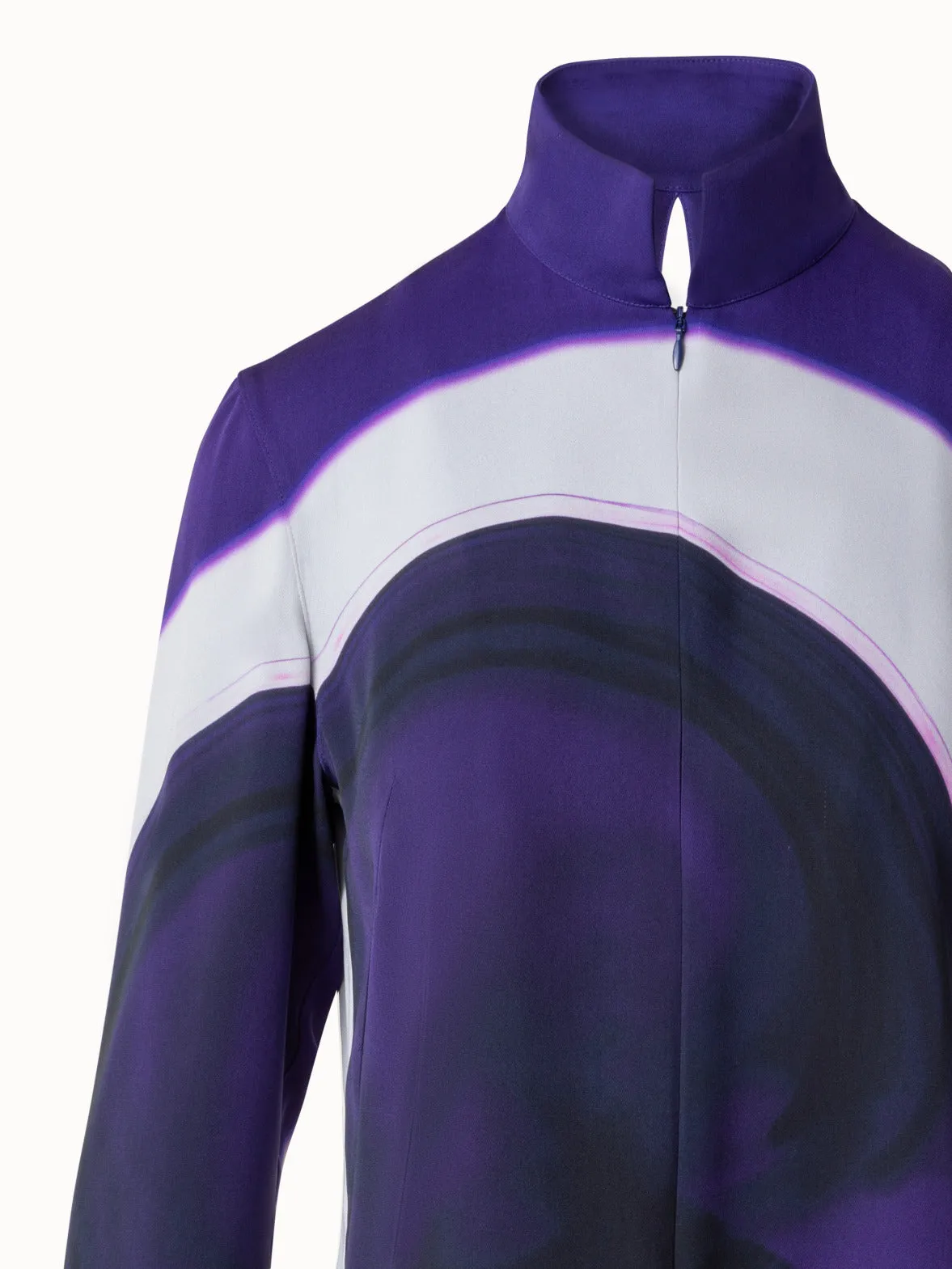 Silk Tunic Blouse with Purple Loop Print Akris