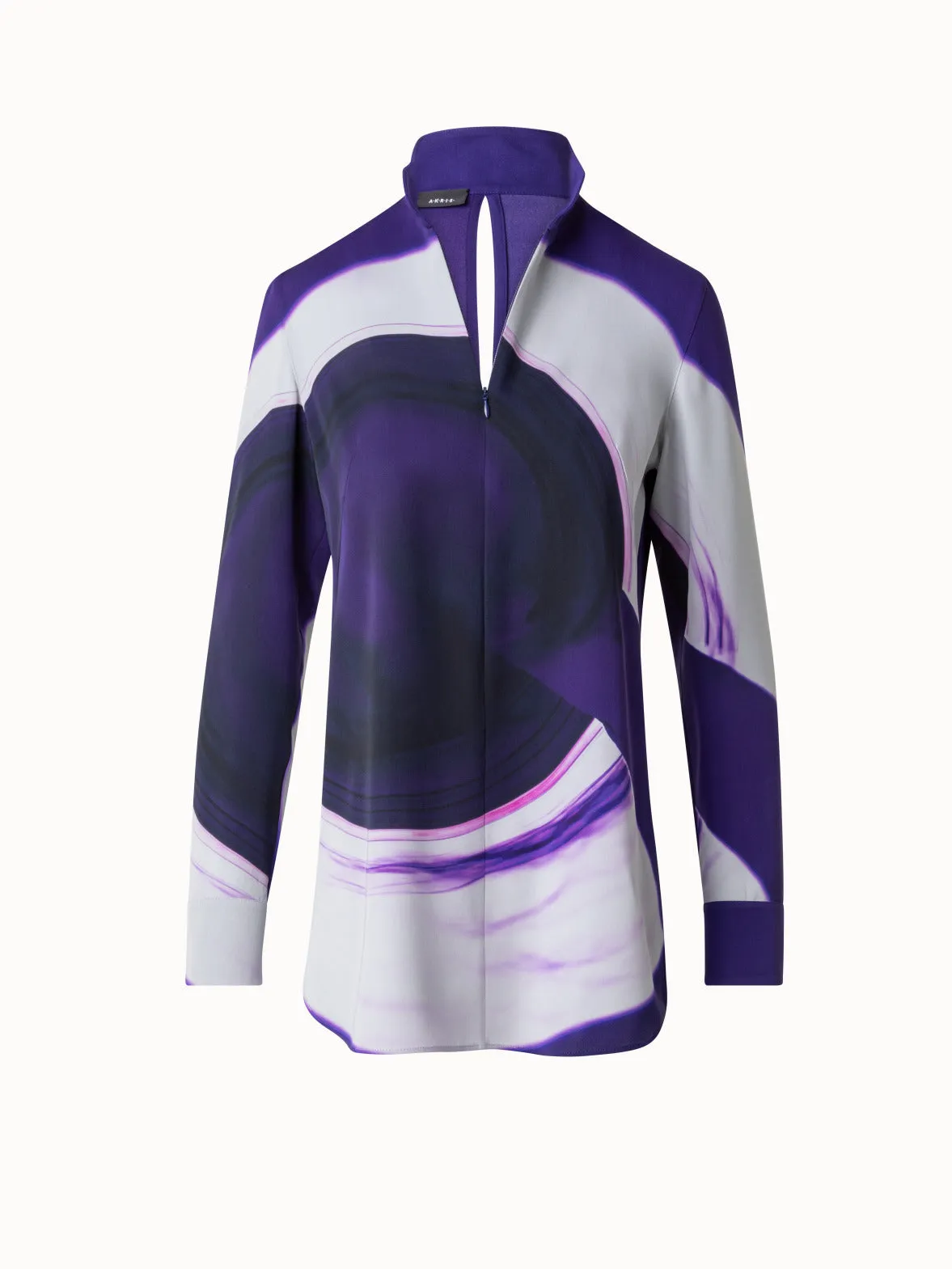 Silk Tunic Blouse with Purple Loop Print Akris