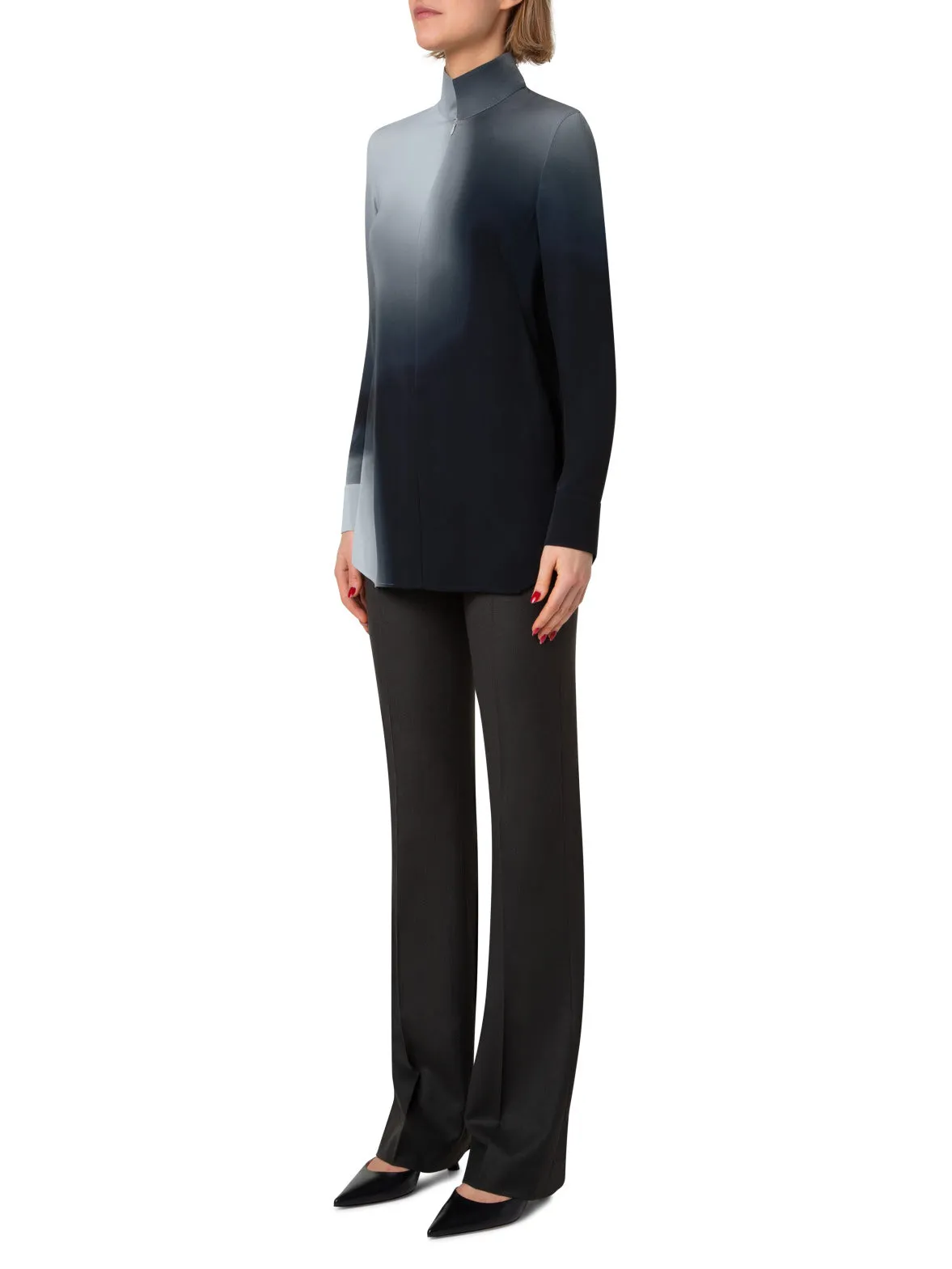 Silk Tunic Blouse with Shadow Print Akris