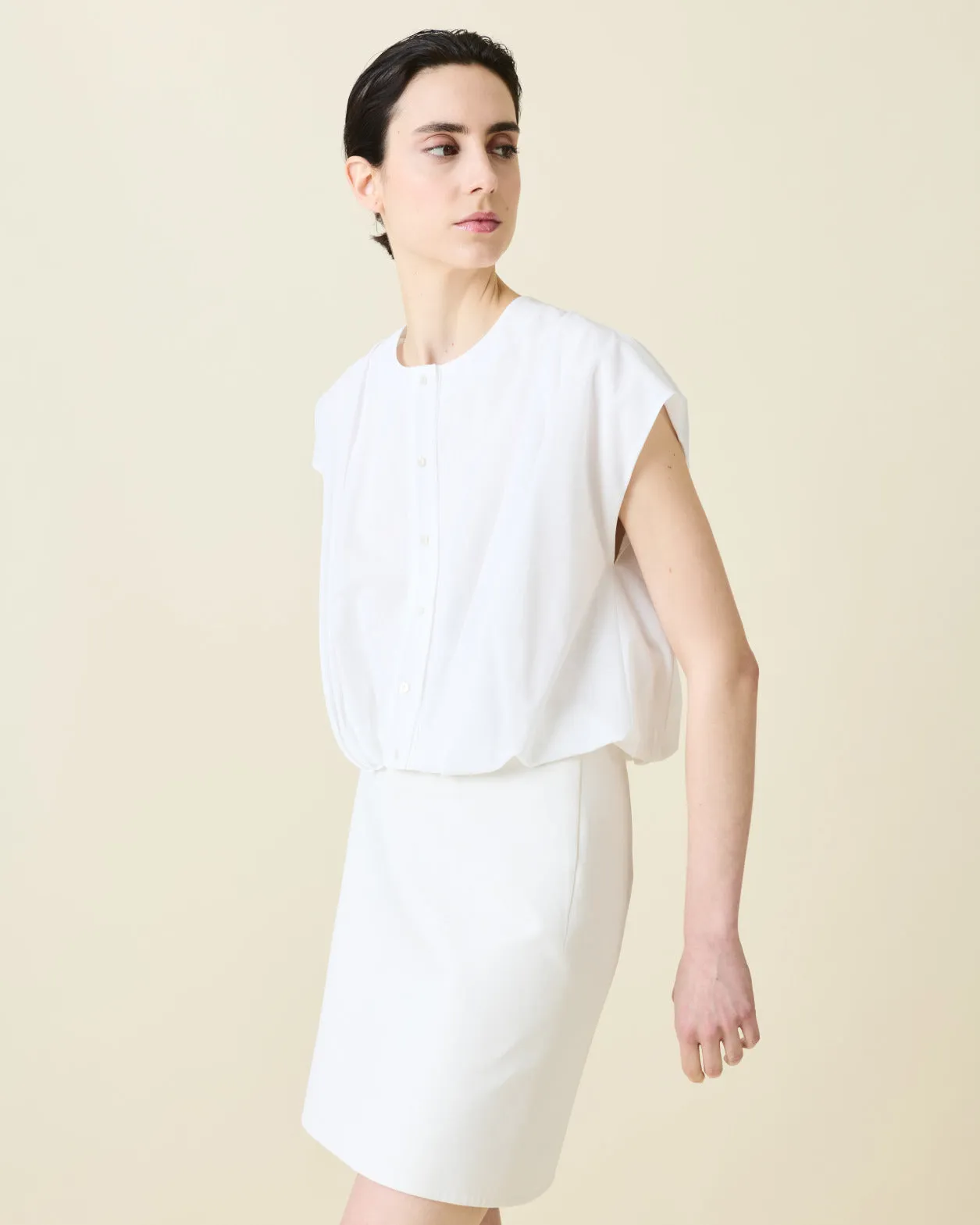 Sleeveless Cotton Voile Blouse Akris