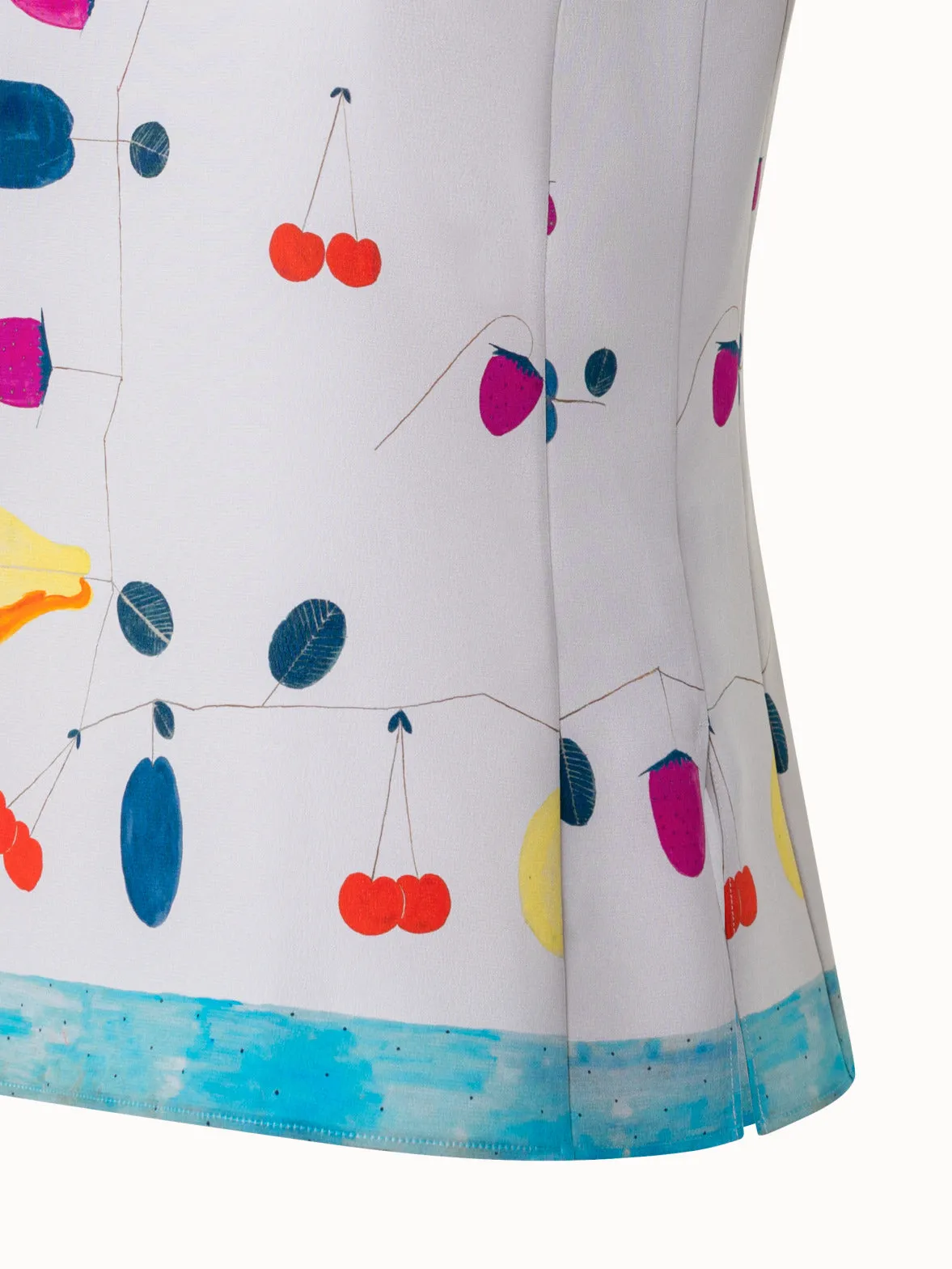 Sleeveless Silk Crêpe Blouse with Fruits Print Akris