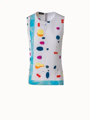 Sleeveless Silk Crêpe Blouse with Fruits Print Akris