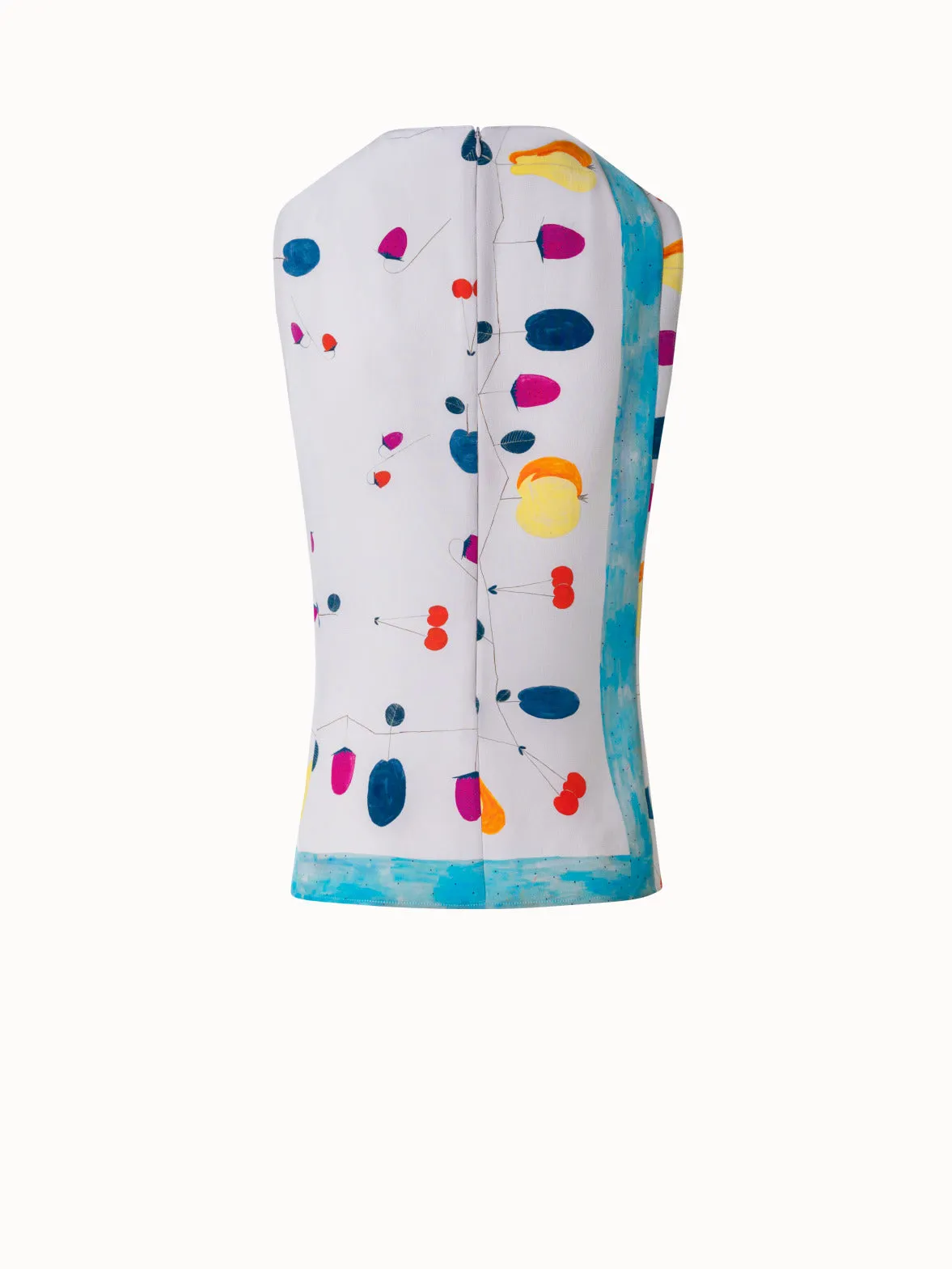 Sleeveless Silk Crêpe Blouse with Fruits Print Akris
