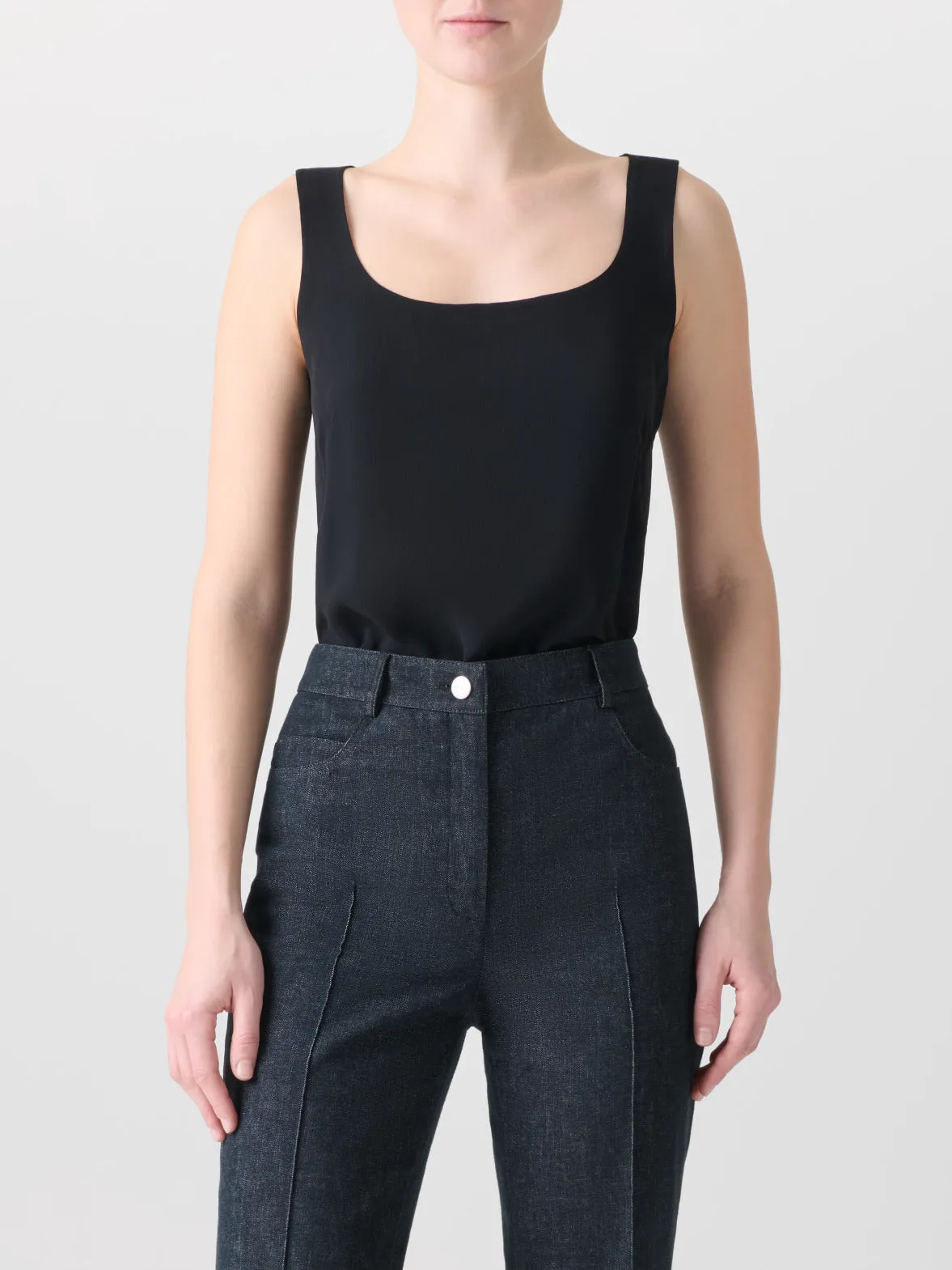 Sleeveless Silk Georgette Top Akris