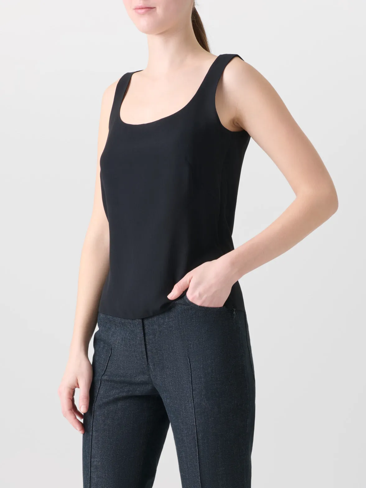 Sleeveless Silk Georgette Top Akris