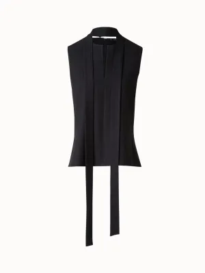Sleeveless Tie Neck Blouse in Linen Blend Akris