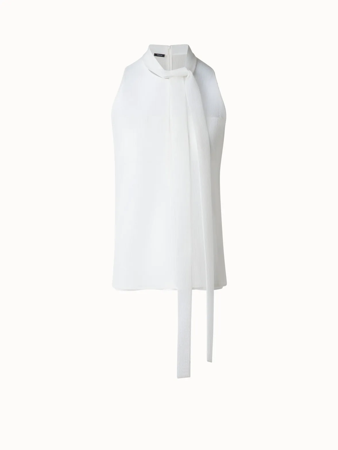 Sleeveless Tie Neck Blouse in Techno Grid Akris