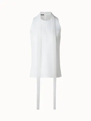 Sleeveless Tie Neck Blouse in Techno Grid Akris