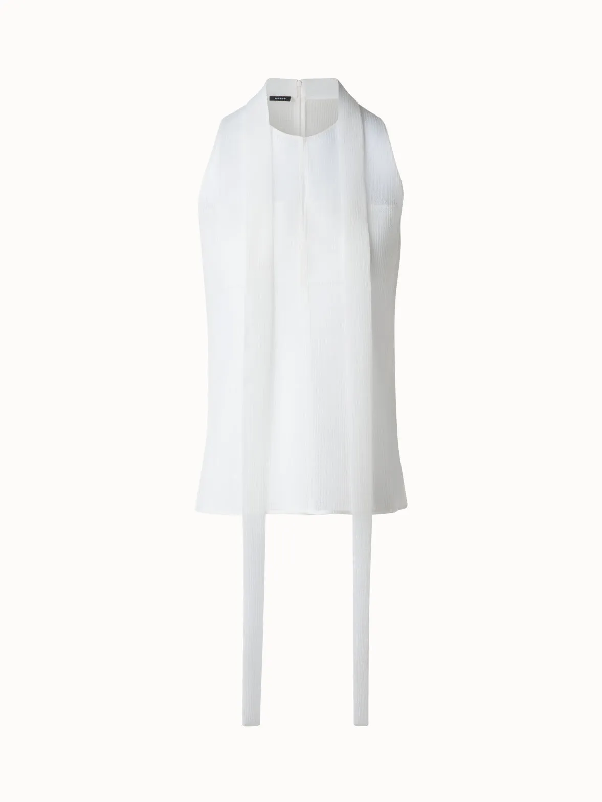 Sleeveless Tie Neck Blouse in Techno Grid Akris