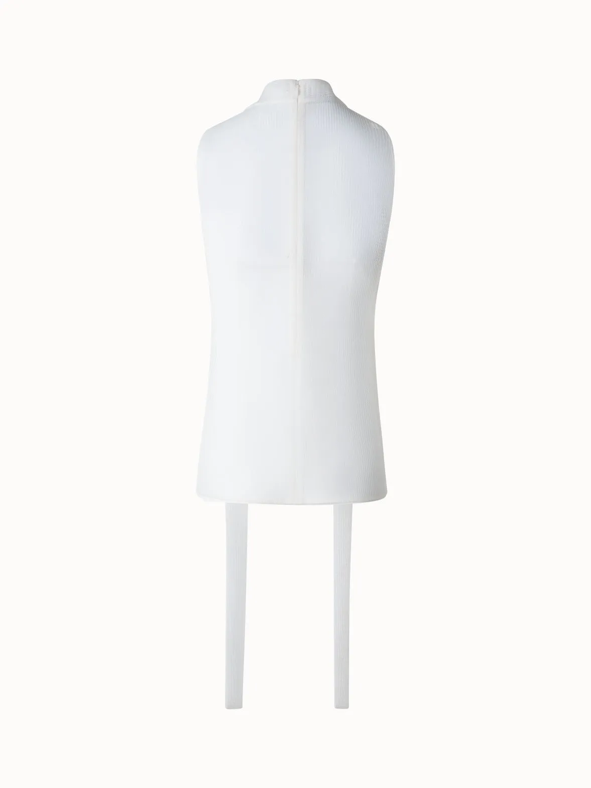 Sleeveless Tie Neck Blouse in Techno Grid Akris