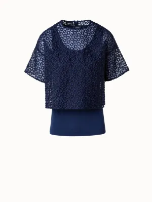 St.Gallen Flower Embroidery Organza Blouse Akris