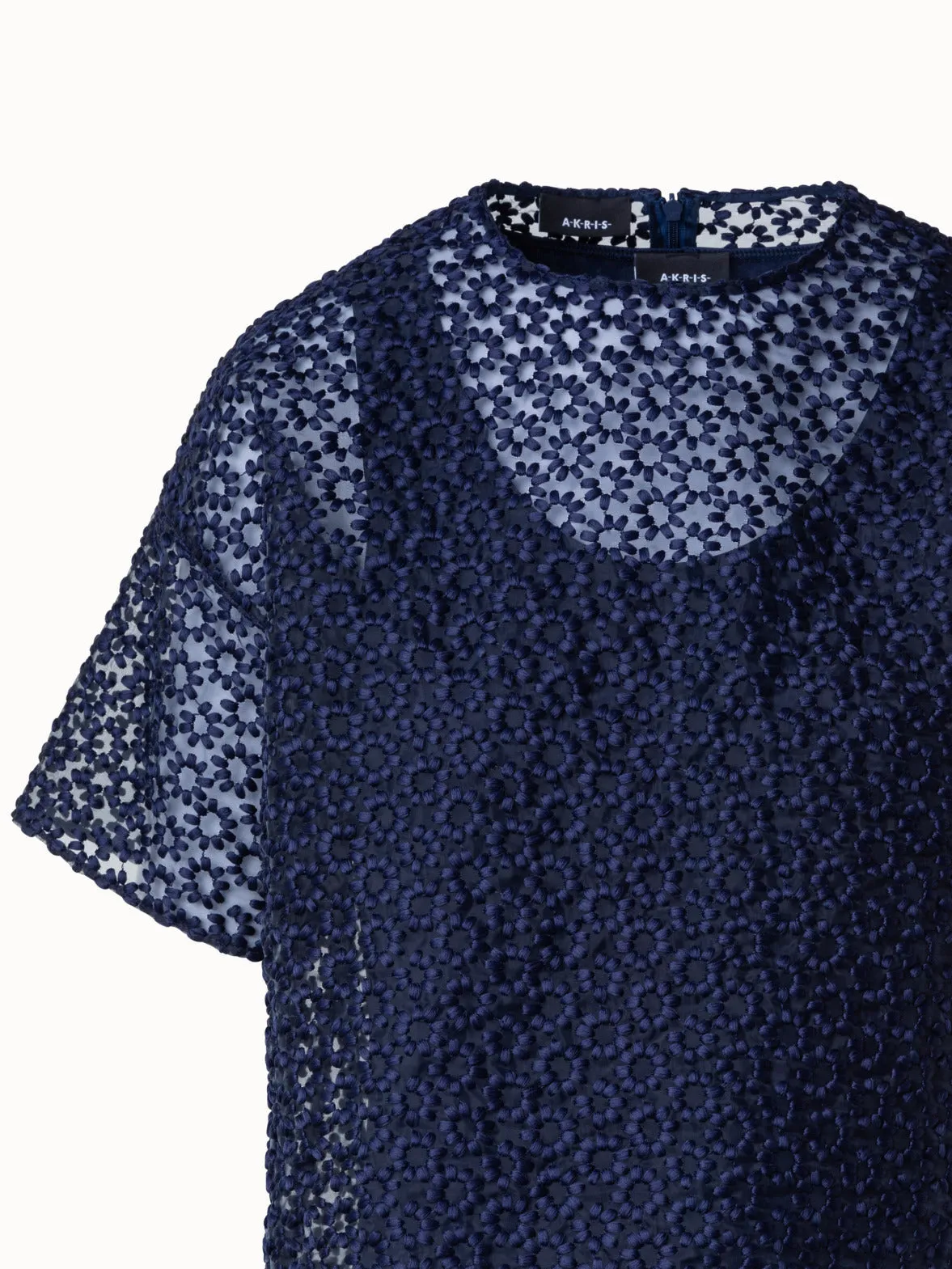 St.Gallen Flower Embroidery Organza Blouse Akris