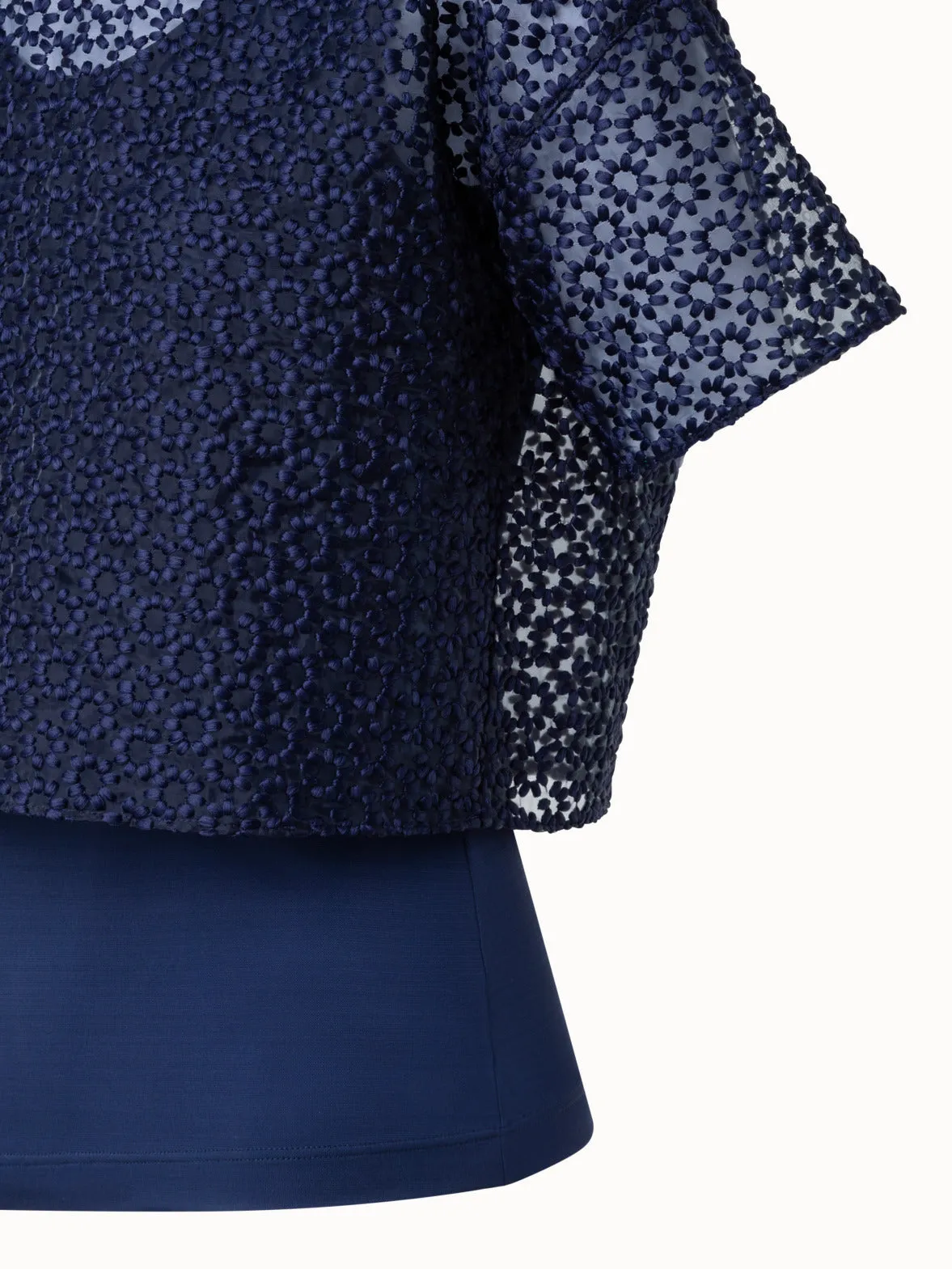 St.Gallen Flower Embroidery Organza Blouse Akris