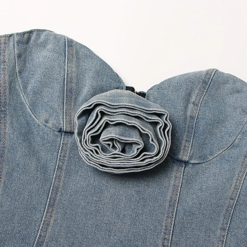 STRAPLESS DENIM MINI DRESS Gloria Lanvin