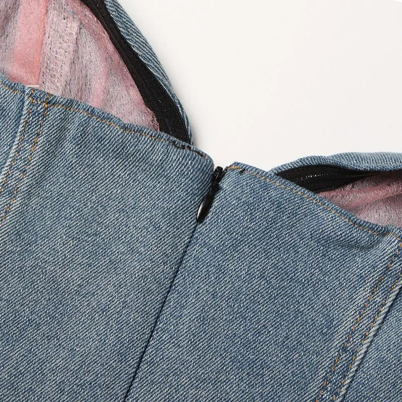 STRAPLESS DENIM MINI DRESS Gloria Lanvin
