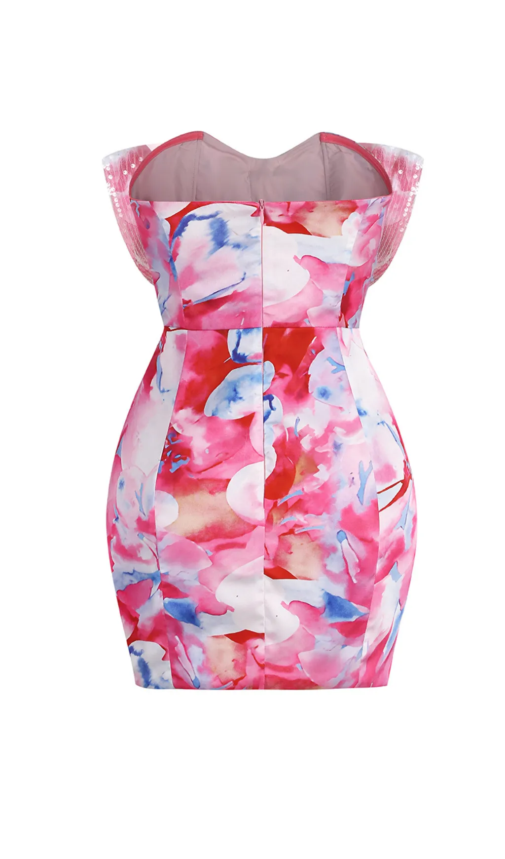 STRAPLESS LARGE BOW DECORATED PRINTED HIP MINI DRESS Gloria Lanvin