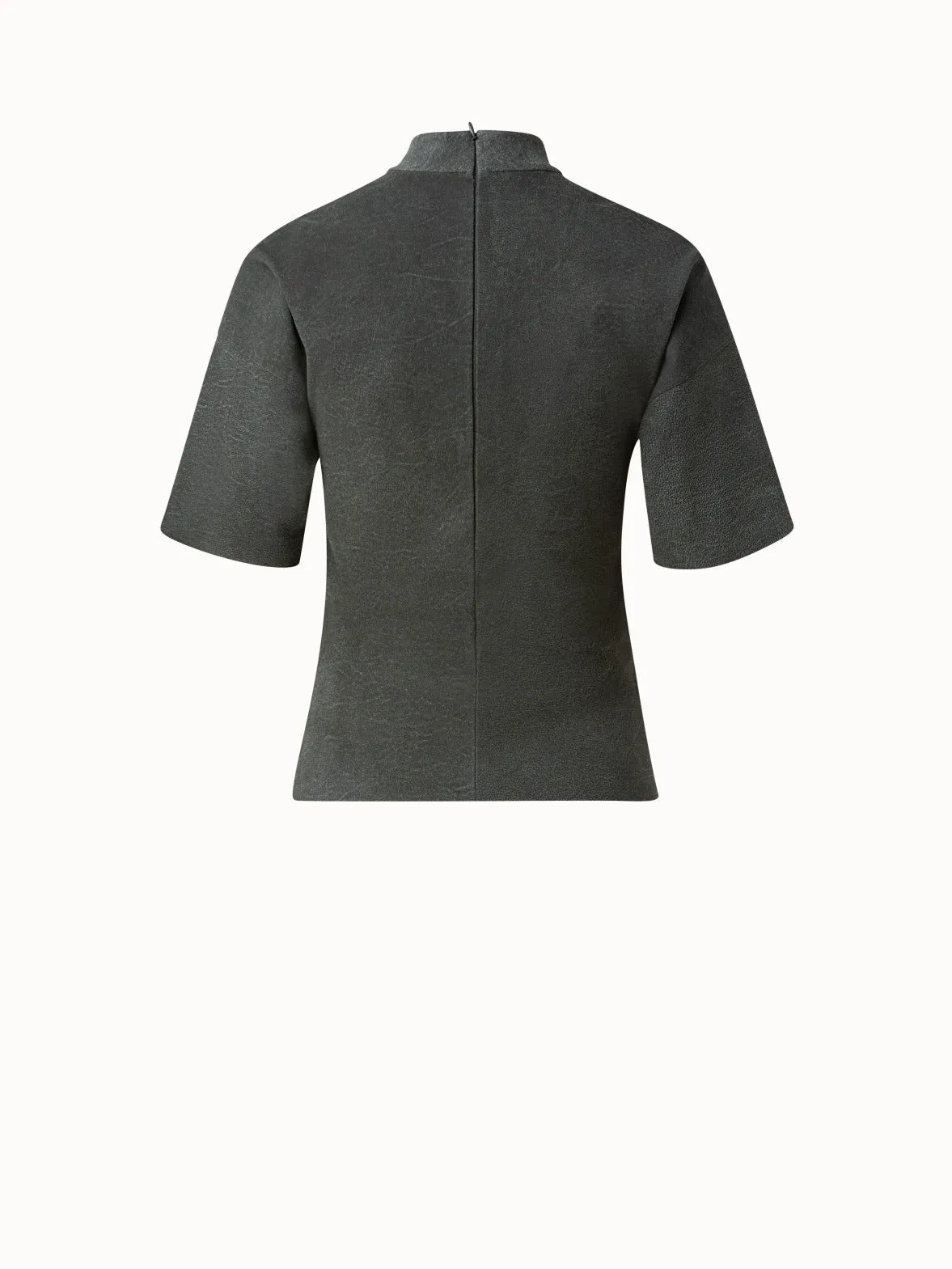 Suede Stretch Mock Neck Blouse Akris