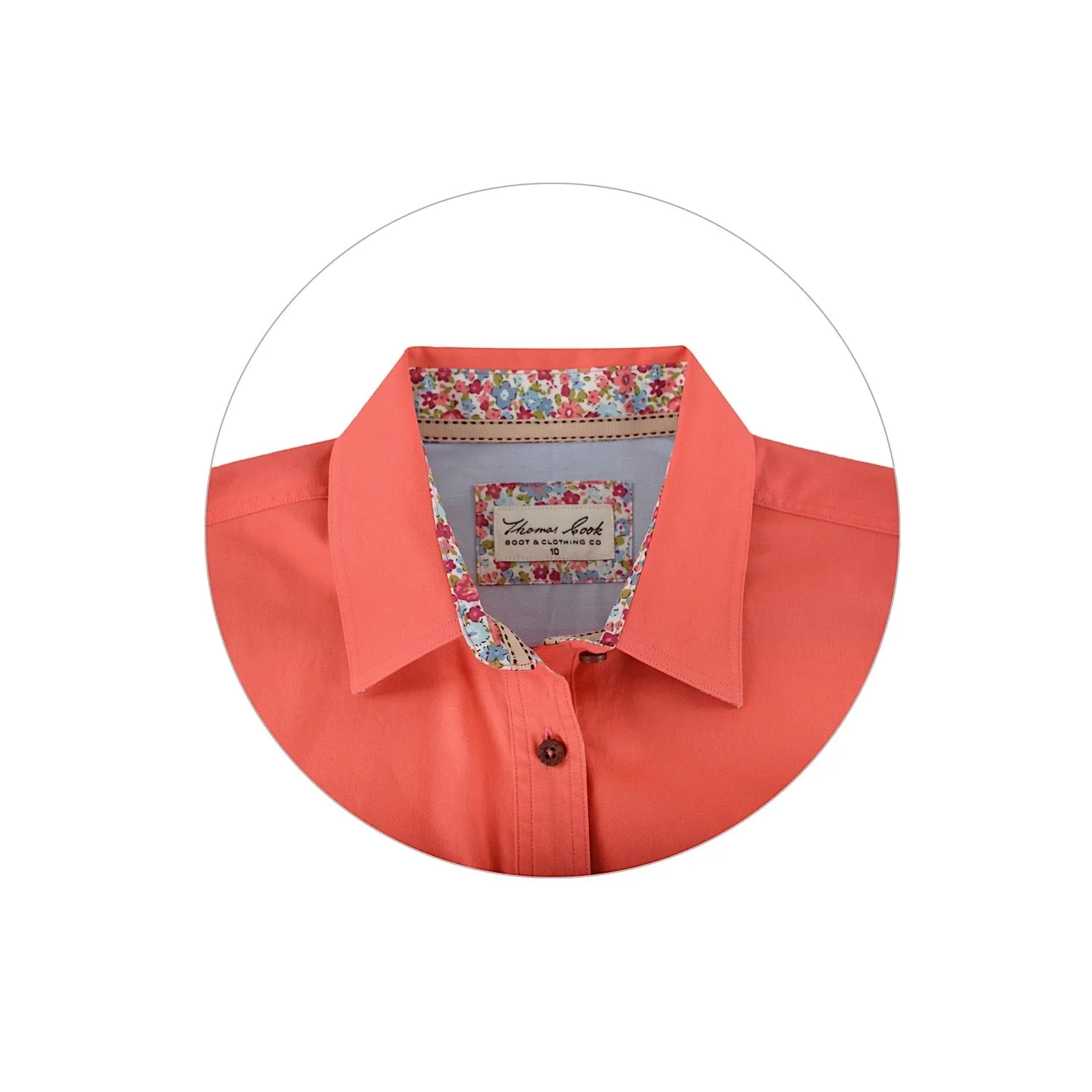 Thomas Cook Womens Light Drill 1/2 Plkt L/S Shirt Calypso Coral
