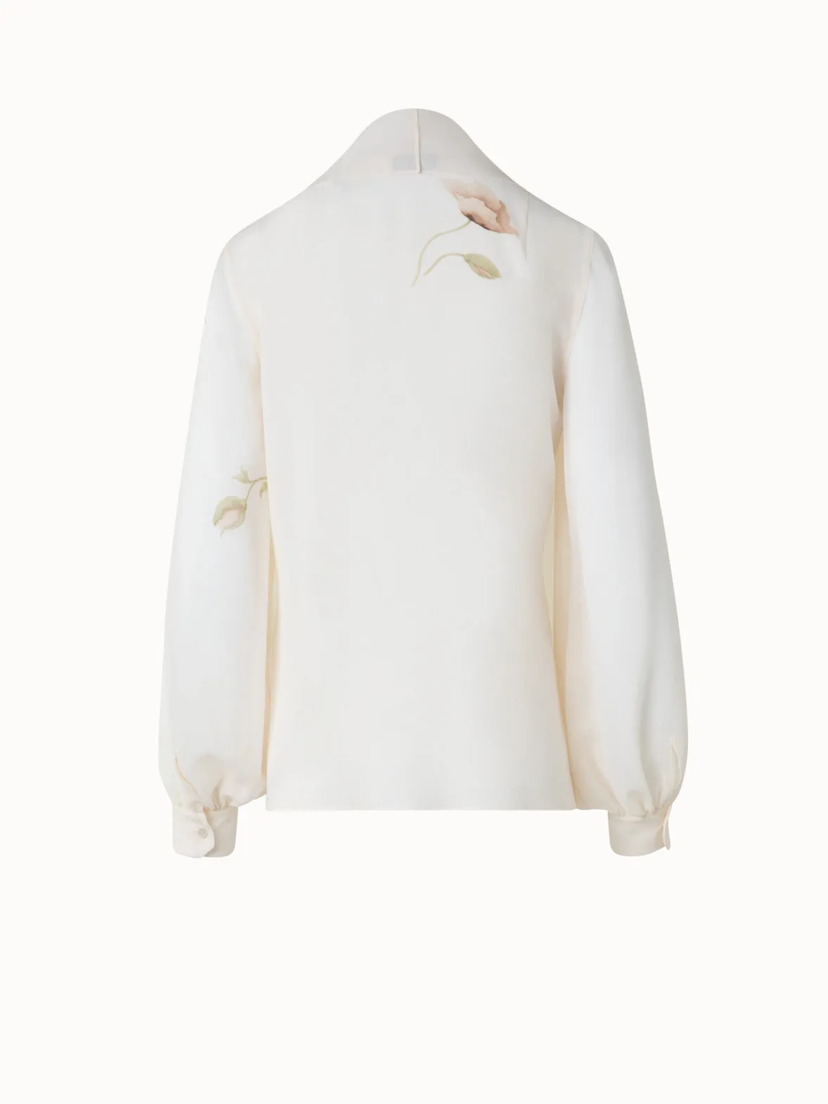 Tie Neck Silk Blouse with Anemone Print Akris
