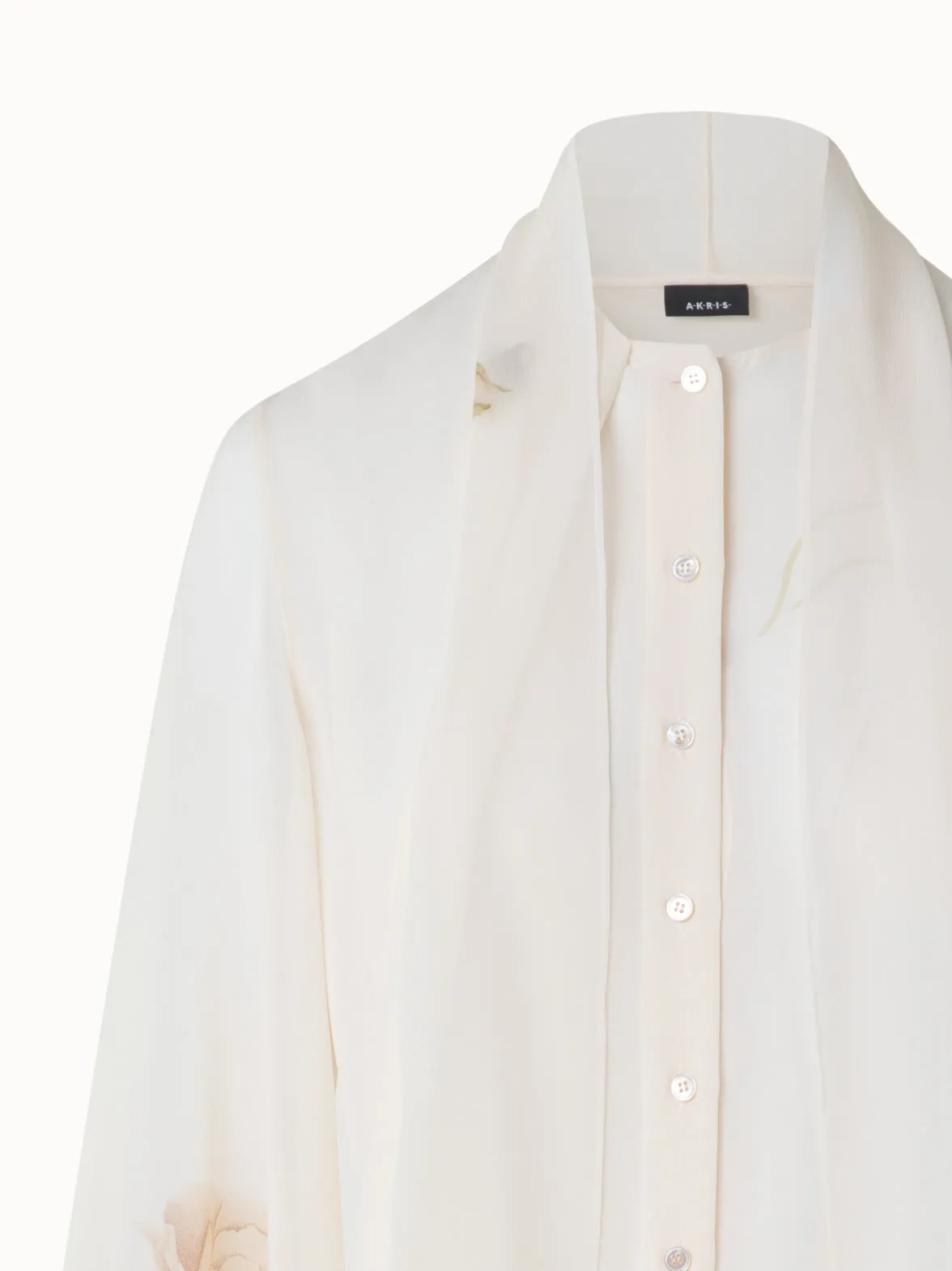 Tie Neck Silk Blouse with Anemone Print Akris