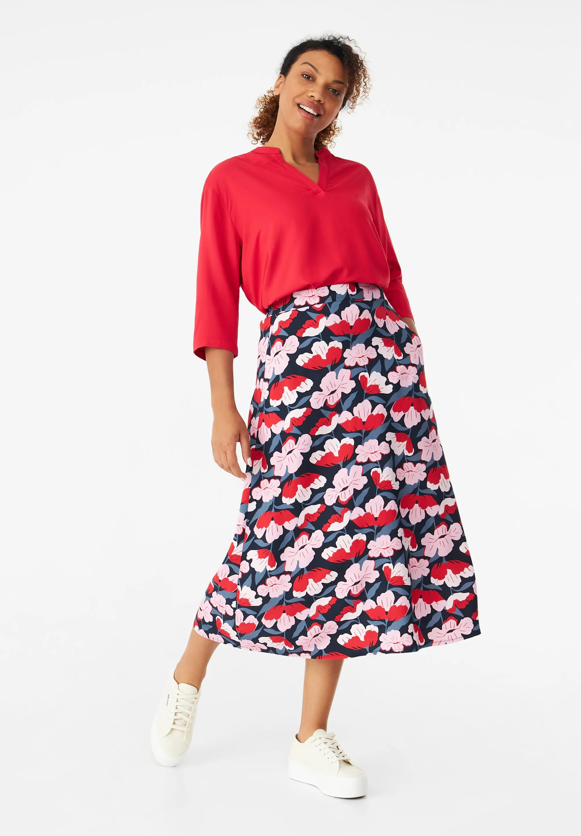 Tunic Blouse GBHARRIETTE Relaxed Fit From LENZING™ ECOVERO™ - Strawberry Givn Berlin
