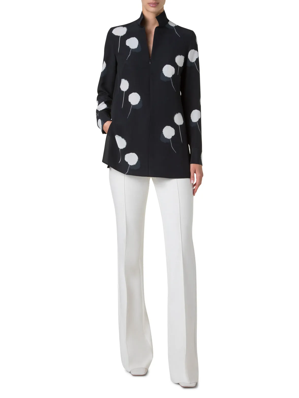 Tunic Blouse in Silk with Dandelion Print Akris