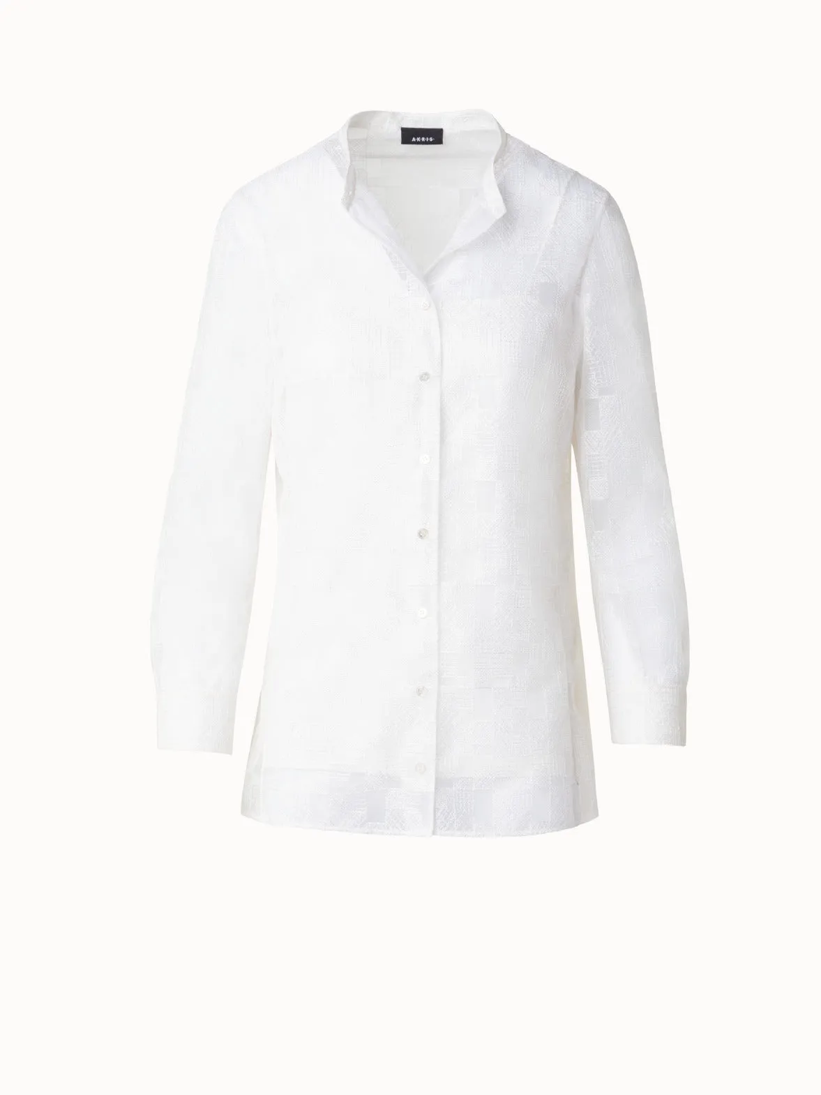 Tunic Blouse with Lizzy Grid Embroidery Akris