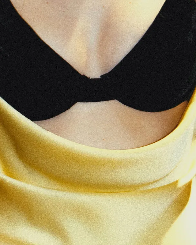 velvet bustier maxi dress in black yellow Gloria Lanvin
