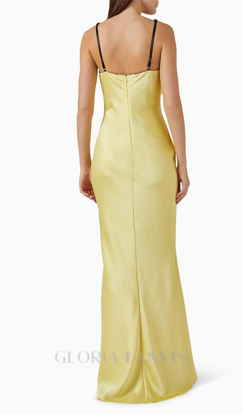 velvet bustier maxi dress in black yellow Gloria Lanvin