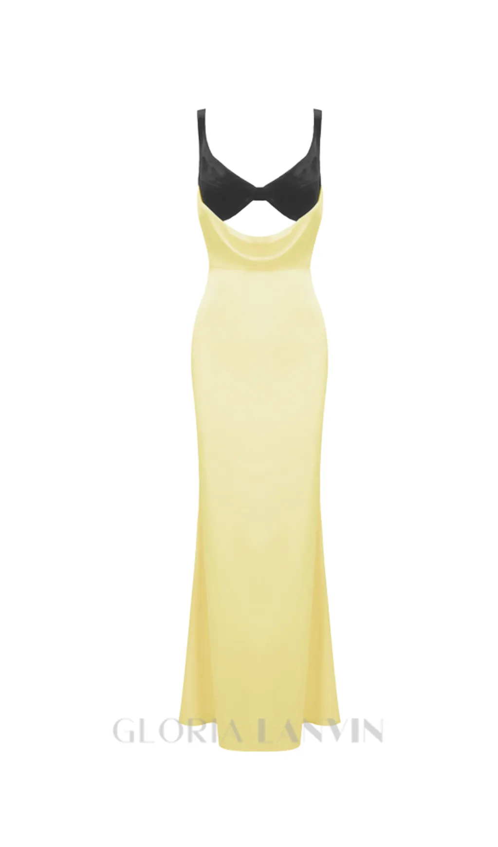 velvet bustier maxi dress in black yellow Gloria Lanvin