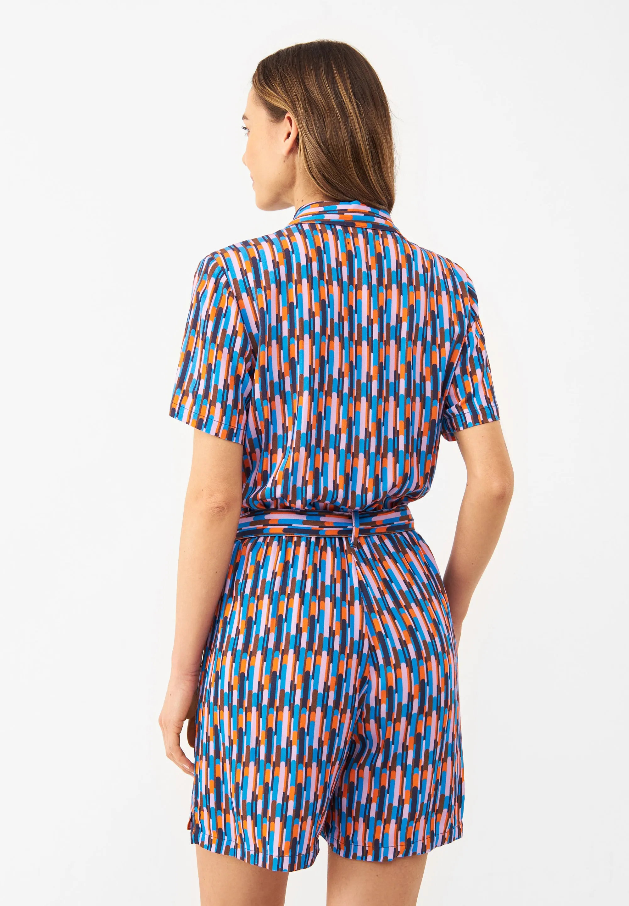 Waisted Jumpsuit GBCASSIE from LENZING™ ECOVERO™ With Belt - Blue / Orange (Drops) Givn Berlin