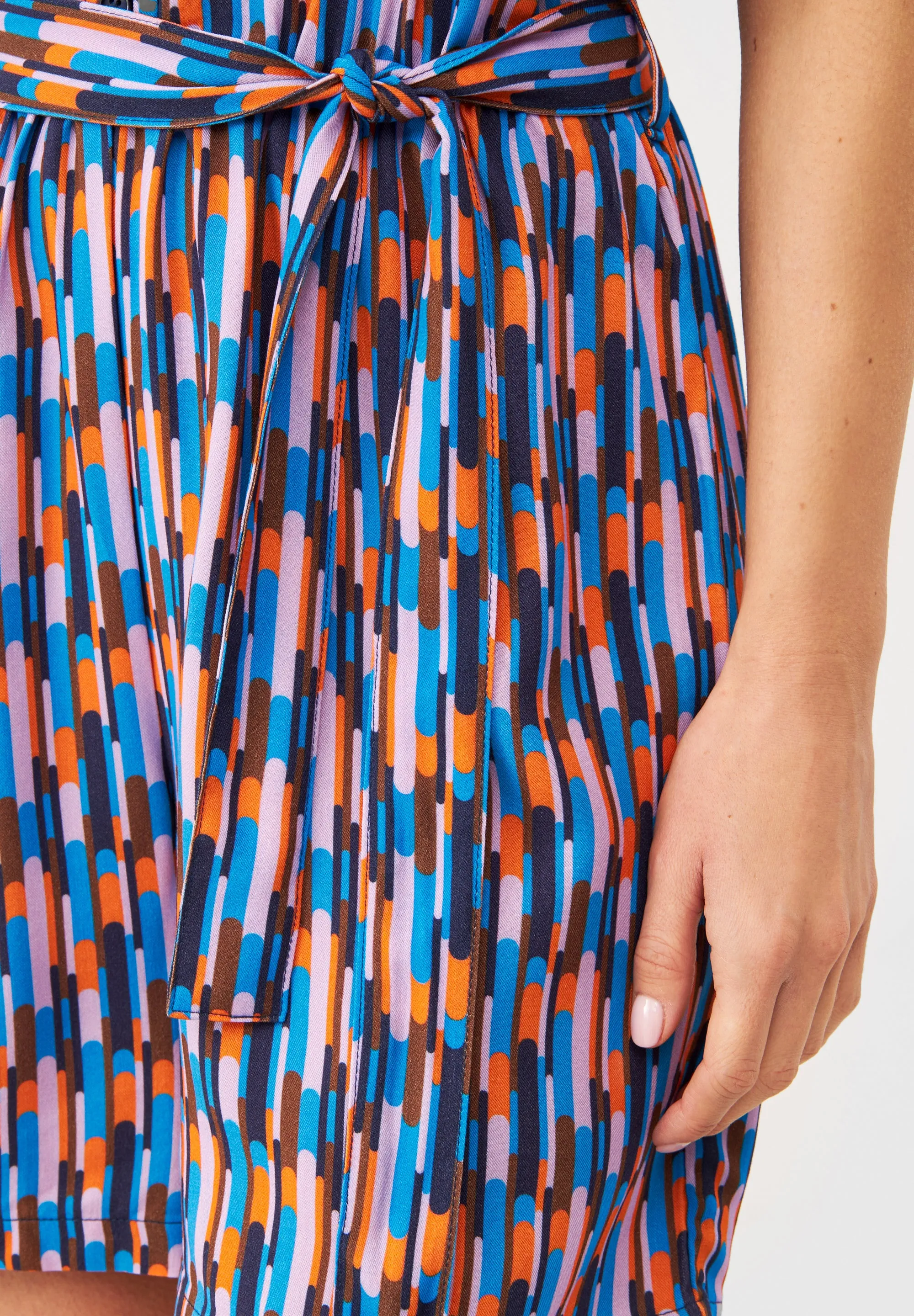 Waisted Jumpsuit GBCASSIE from LENZING™ ECOVERO™ With Belt - Blue / Orange (Drops) Givn Berlin