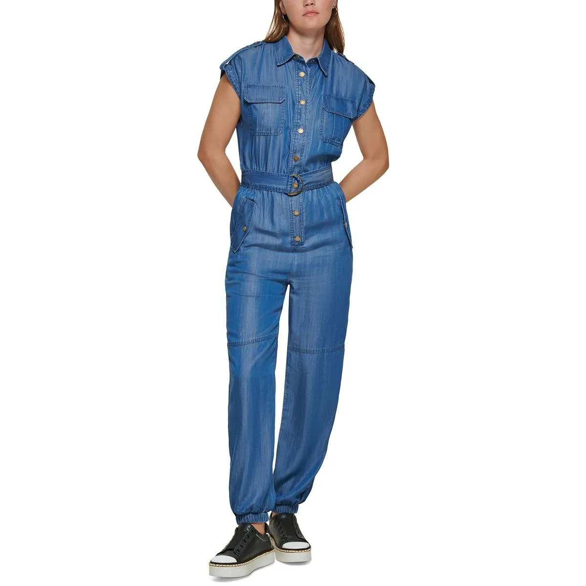 Womens Chambray Dolman Jumpsuit
